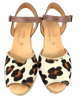 Spanish Sandal Company Leopard Print Espadrille Wedge Sandal - Brown/Black